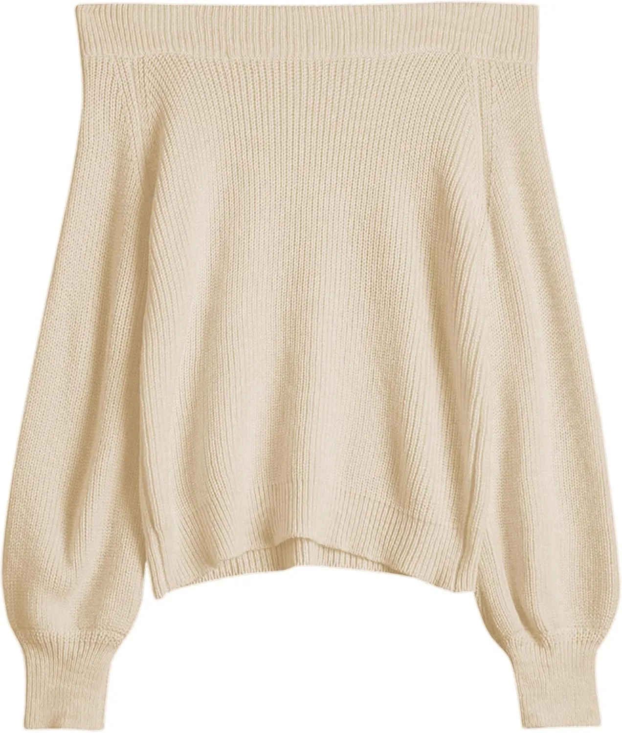 ZAFUL Women Off Shoulder Sweater Long Sleeve Knit Sweater Loose Pullover Jumper Tops