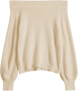 ZAFUL Women Off Shoulder Sweater Long Sleeve Knit Sweater Loose Pullover Jumper Tops