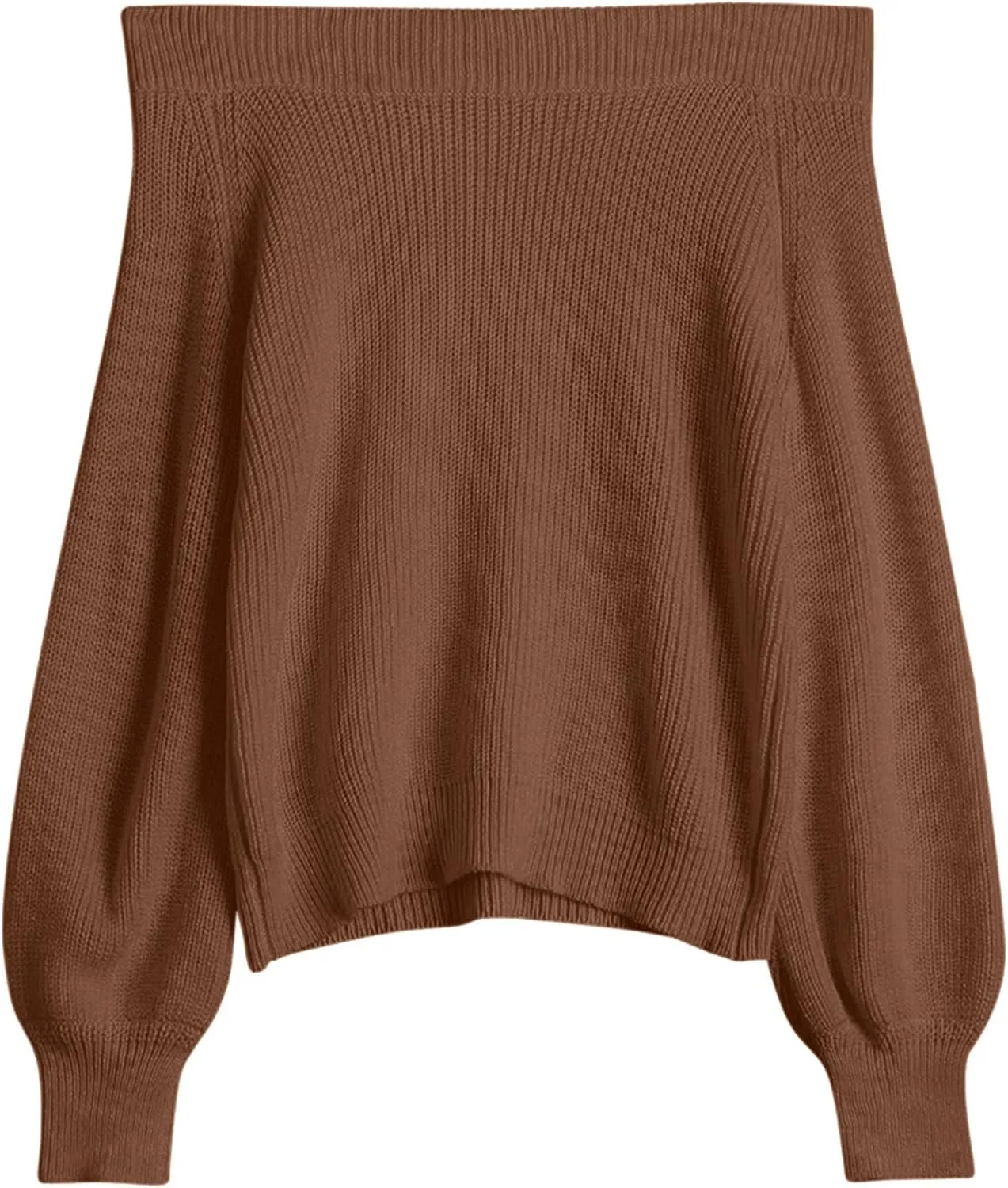 ZAFUL Women Off Shoulder Sweater Long Sleeve Knit Sweater Loose Pullover Jumper Tops