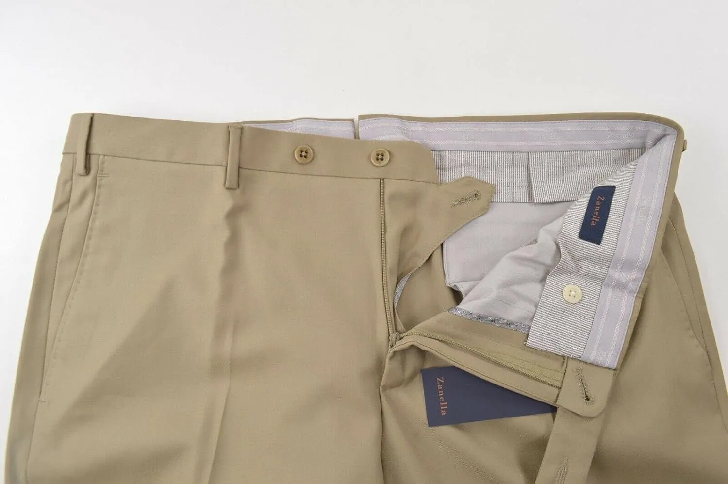 Zanella Platinum Parker Tasmanian Super 150's Wool Men Trousers - Modern Fit Flat Front Dress Pants