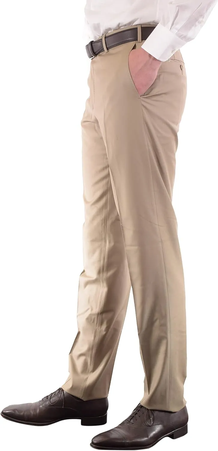 Zanella Platinum Parker Tasmanian Super 150's Wool Men Trousers - Modern Fit Flat Front Dress Pants
