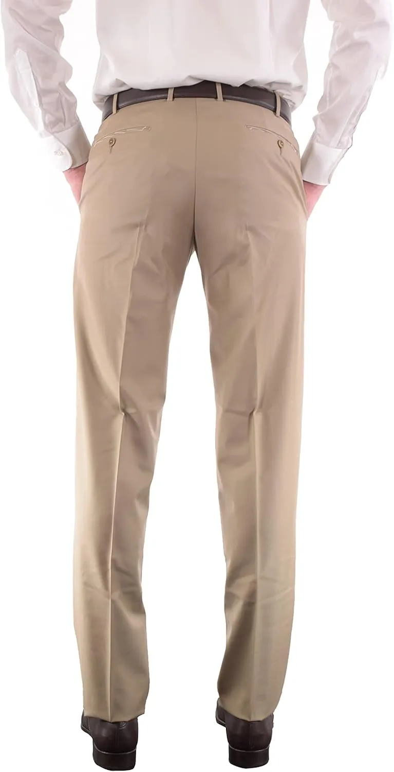 Zanella Platinum Parker Tasmanian Super 150's Wool Men Trousers - Modern Fit Flat Front Dress Pants