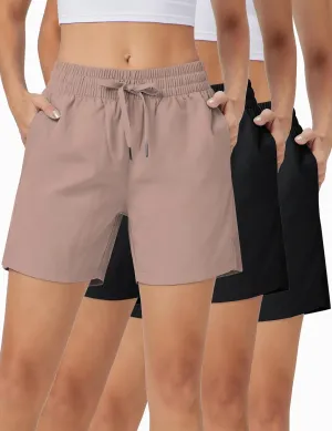 ZUTY 3 Pack 5" Womens Athletic Shorts Basic Running Shorts Lightweight Quick Dry Gym Workout Shorts with Pockets