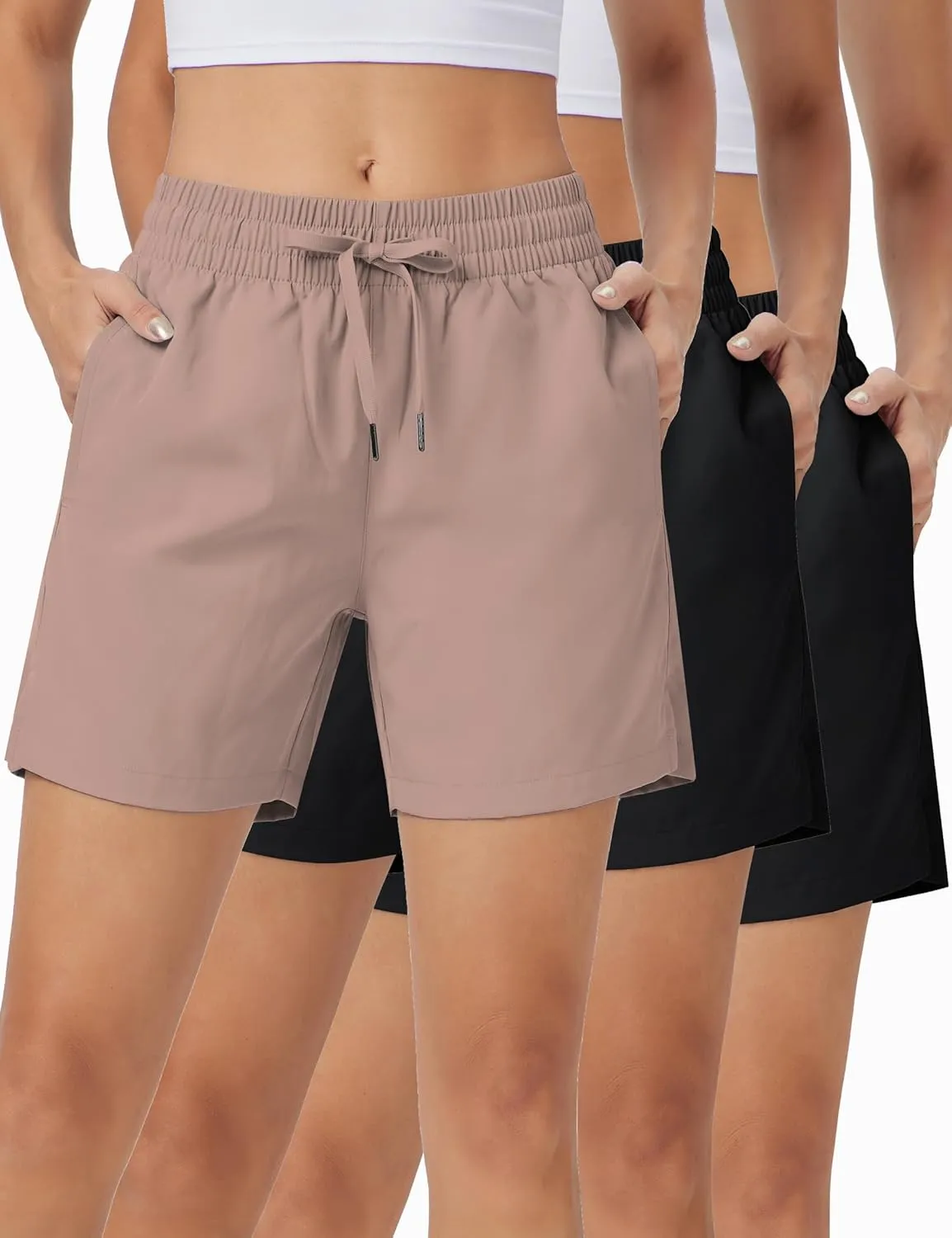 ZUTY 3 Pack 5" Womens Athletic Shorts Basic Running Shorts Lightweight Quick Dry Gym Workout Shorts with Pockets